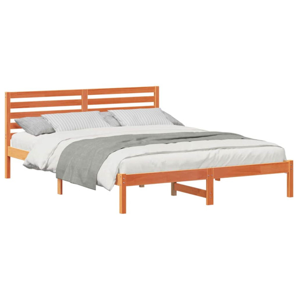 Estructura de cama con cabecera Marrón cera 160 x 220 cm M 3