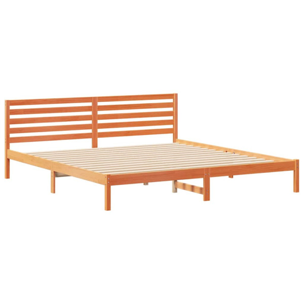 Estructura de cama con cabecera Marrón cera 200 x 220 cm M 2