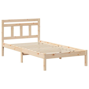 Estructura de cama Marrón 90 x 200 cm Madera maciza de pino H