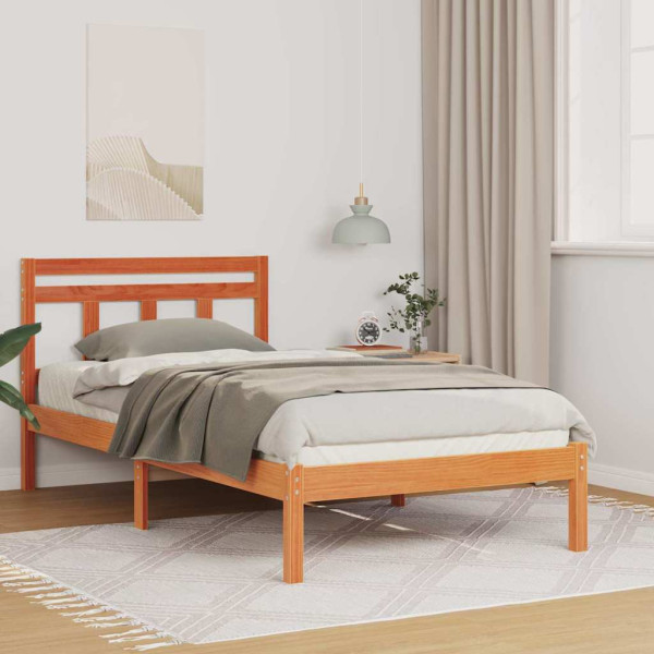 Estructura de cama Marrón 90 x 200 cm Madera maciza de pino D