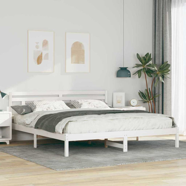 Estructura de cama Blanco 200 x 200 cm Madera maciza de pino D