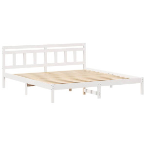 Estructura de cama Blanco 200 x 200 cm Madera maciza de pino H
