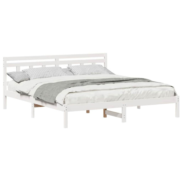 Estrutura da Cama Branco 200 x 200 cm Madeira de pinho maciça M 3