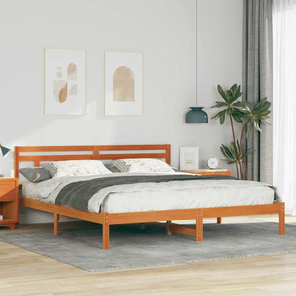 Estructura de cama Marrón 200 x 200 cm Madera de pino D