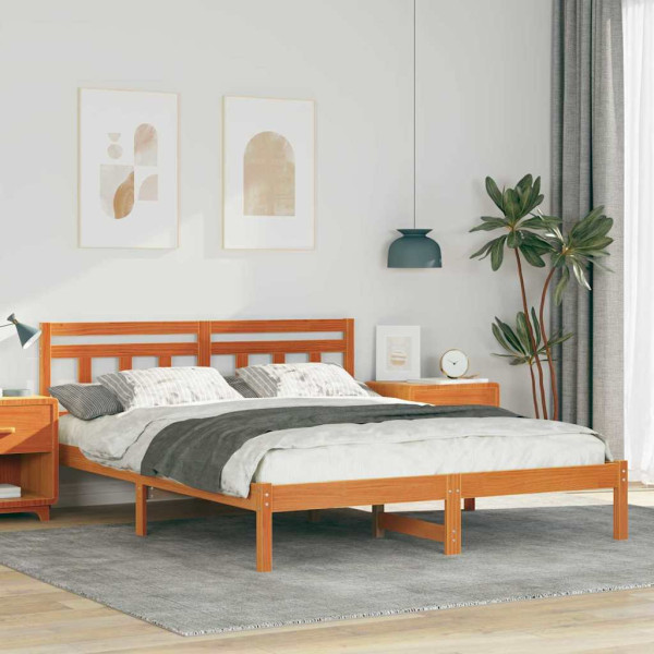 Estructura de cama Marrón 160 x 200 cm Madera maciza de pino D