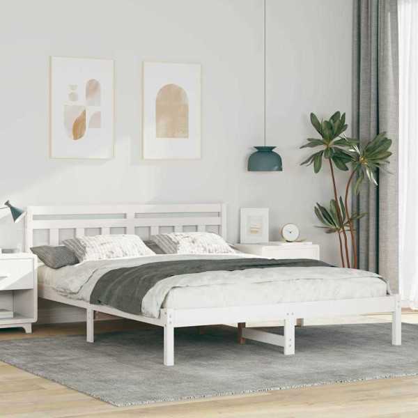 Estructura de cama Blanco Doble Estándar Madera de pino D