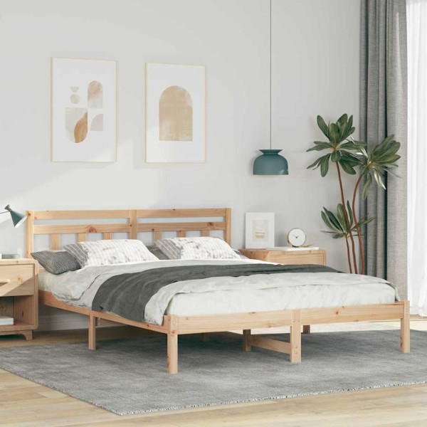 Estructura de cama Marrón 140 x 200 cm Madera maciza de pino D