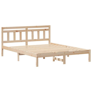 Estructura de cama Marrón 140 x 200 cm Madera maciza de pino H