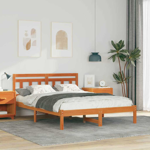 Estructura de cama Marrón 120 x 200 cm Madera maciza de pino D