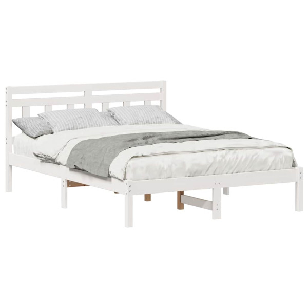 Estrutura da Cama Branco 140 x 190 cm Madeira de Pinheiro M 3