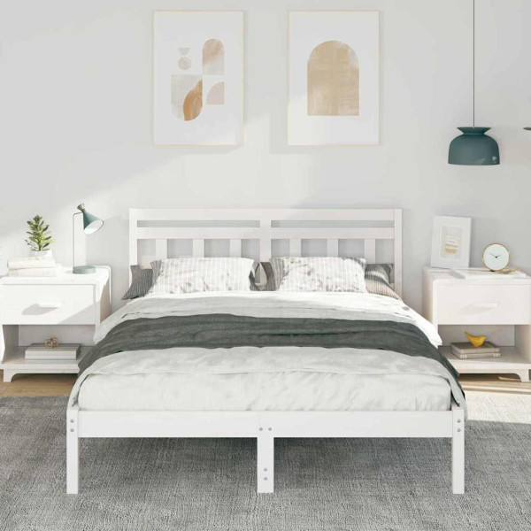Estructura de cama Blanco 140 x 190 cm Madera de pino M 5
