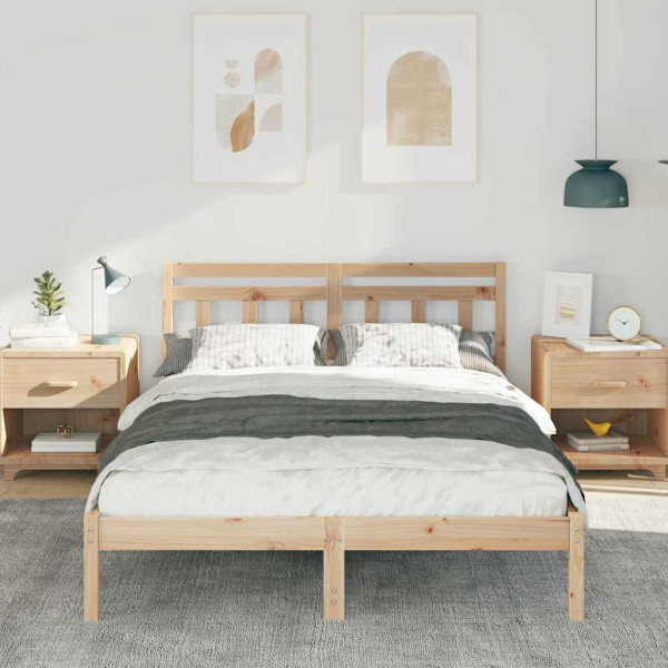 Estructura de cama Marrón 135 x 190 cm Madera maciza de pino M 5