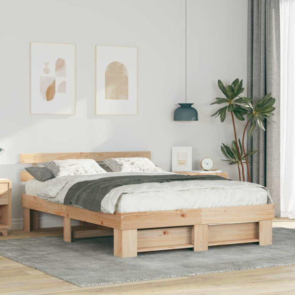 Estructura de cama Marrón 160 x 200 cm Madera de pino D