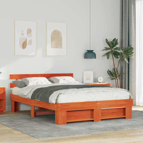 Estructura de cama Marrón cera 160 x 200 cm Madera de pino D
