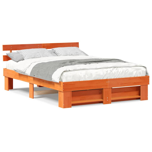 Estrutura da Cama com cabeceira Castanho-mel 140 x 200 cm M 4