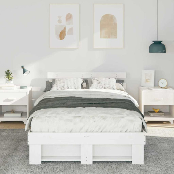 Estructura de cama Blanco 140 x 190 cm Madera de pino sólido M 5
