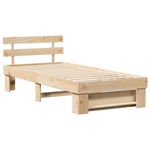 Estructura de cama Marrón 100 x 200 cm Madera de pino sólido H