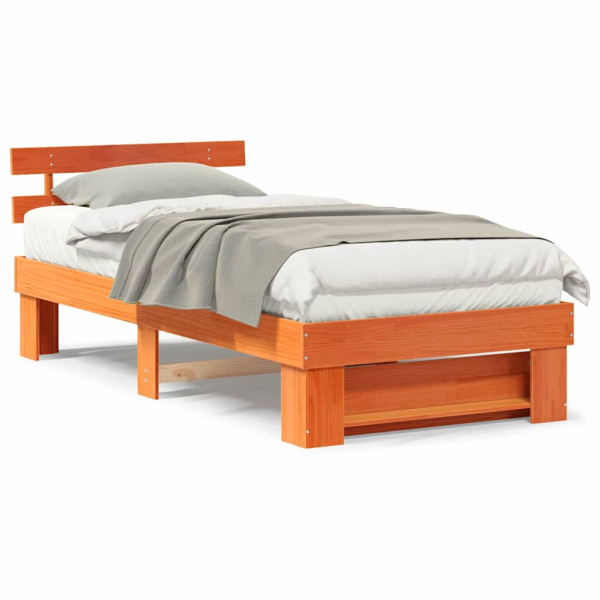 Estrutura da Cama com cabeceira Castanho-mel 100 x 200 cm M 4