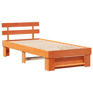 Estructura de cama Marrón cera 75 x 190 cm Madera de pino H