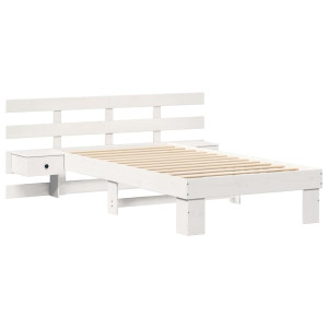 Estrutura da Cama Branco 90 x 200 cm Madeira de Pinheiro Sólido H