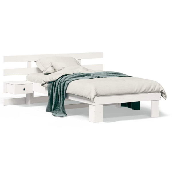 Estrutura da Cama Branco 90 x 190 cm Madeira de Pinheiro Sólido M 4