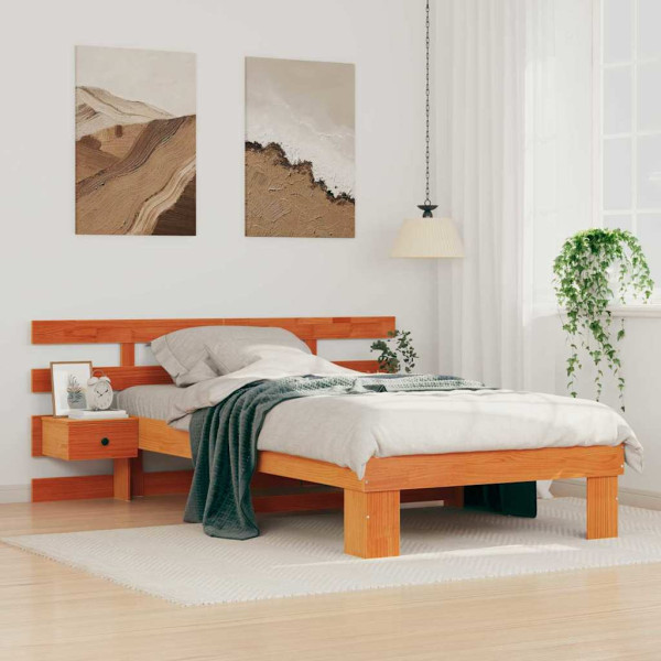 Estructura de cama con cajón con cabecera Marrón cera 75 x 190 cm D