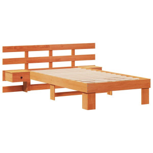 Estructura de cama con cajón con cabecera Marrón cera 75 x 190 cm H