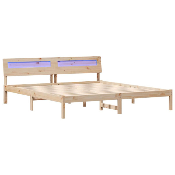 Estrutura da Cama com luzes de tira LED com cabeceira Castanho 180 x 200 cm M 2