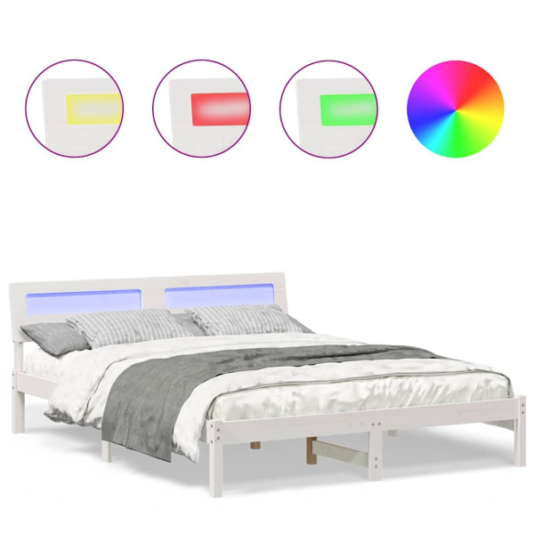 Estructura de cama Blanco 150 x 200 cm Madera de pino sólido M 4