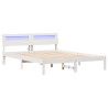 Estrutura da Cama com luzes de tira LED com cabeceira Branco 140 x 200 cm 2