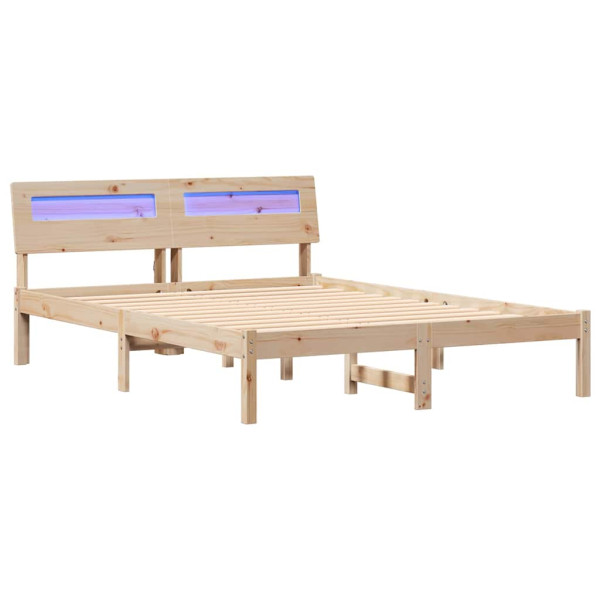 Estructura de cama Marrón 140 x 190 cm Madera de pino sólido M 2