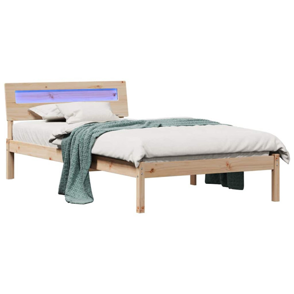 Estrutura da Cama com luzes de tira LED com cabeceira Castanho 75 x 190 cm M 3