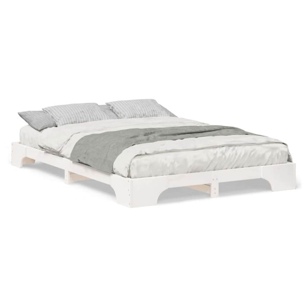 Estrutura de cama de chão com armazenamento Branco 140 x 220 cm M 4