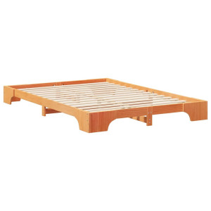 Estructura de cama Marrón 140 x 220 cm Madera maciza de pino H