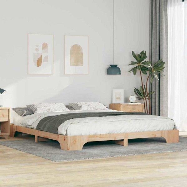 Estructura de cama Marrón 200 x 220 cm Madera maciza de pino D