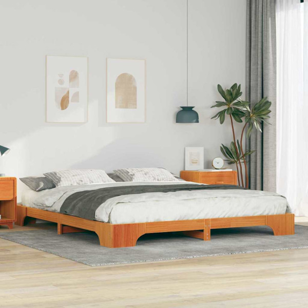 Estructura de cama Marrón 200 x 220 cm Madera maciza de pino D