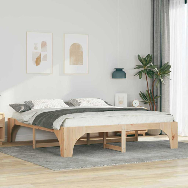 Estructura de cama Marrón 180 x 200 cm Madera maciza de pino D