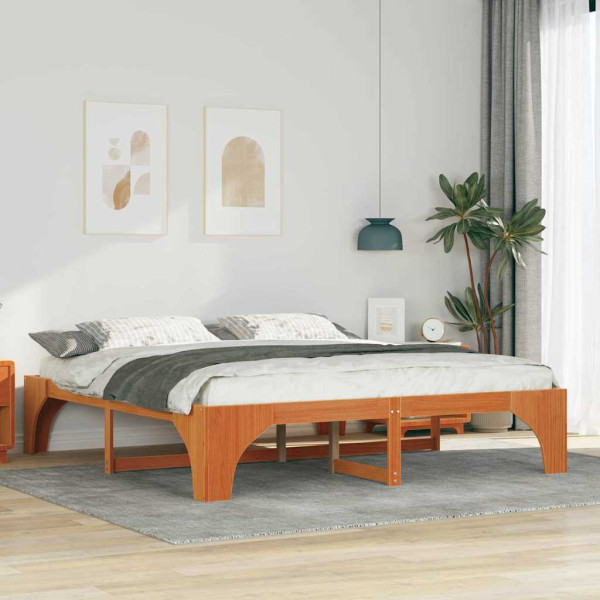 Estructura de cama Marrón 180 x 200 cm Madera maciza de pino D