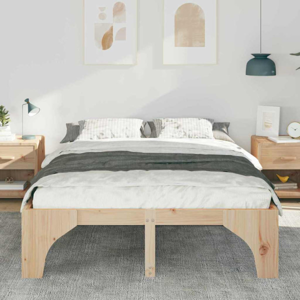 Estructura de cama Marrón 150 x 200 cm Madera maciza de pino M 5
