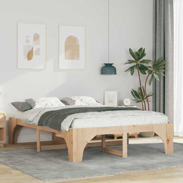 Estructura de cama Marrón 140 x 200 cm Madera maciza de pino D