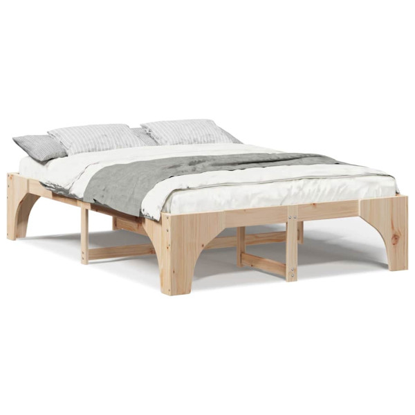 Estructura de cama Marrón 140 x 200 cm Madera maciza de pino M 4