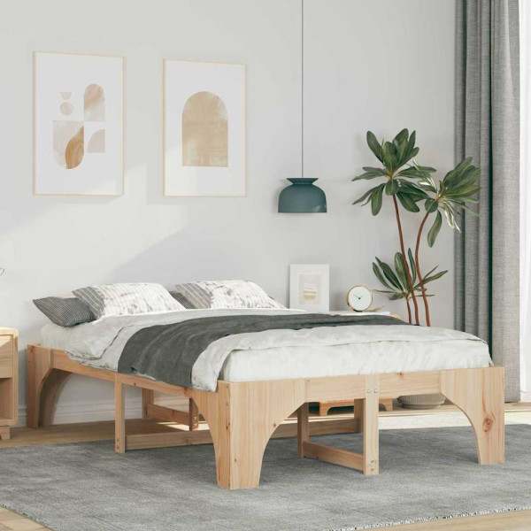 Estructura de cama Marrón 135 x 190 cm Madera de pino D