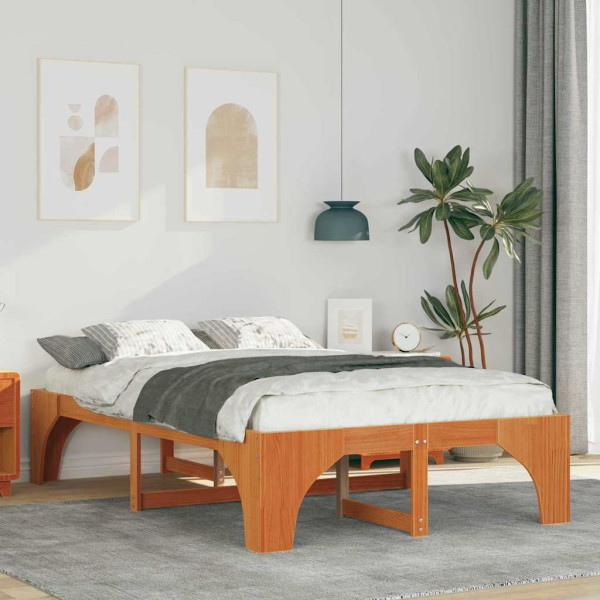 Estructura de cama Marrón 120 x 190 cm Madera maciza de pino D