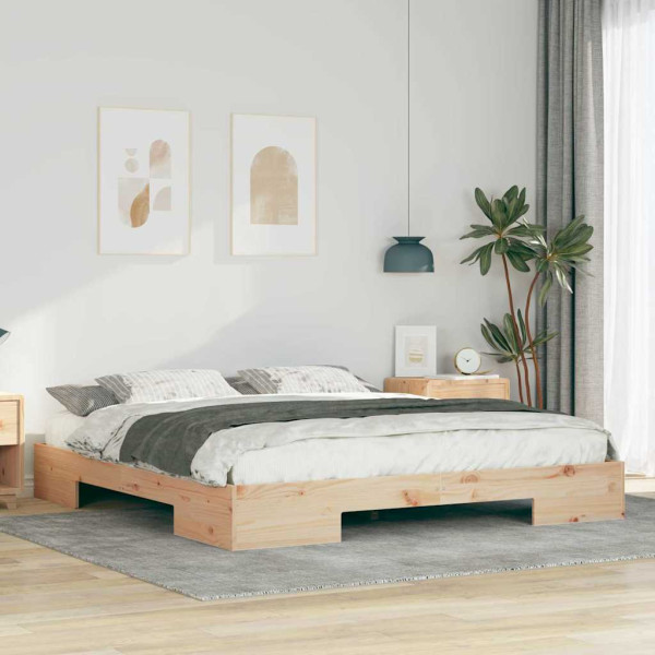 Estructura de cama Marrón 200 x 200 cm Madera maciza de pino D
