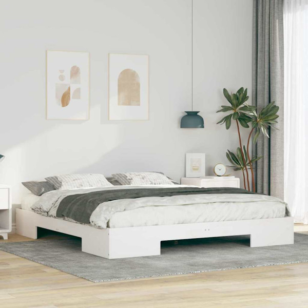 Estructura de cama Blanco 200 x 200 cm Madera maciza de pino D