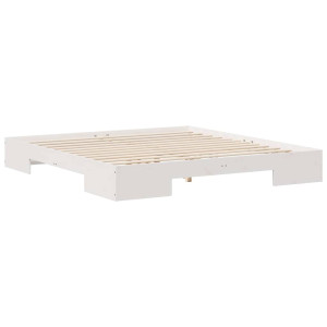 Estrutura de cama de chão com armazenamento Branco 200 x 200 cm H