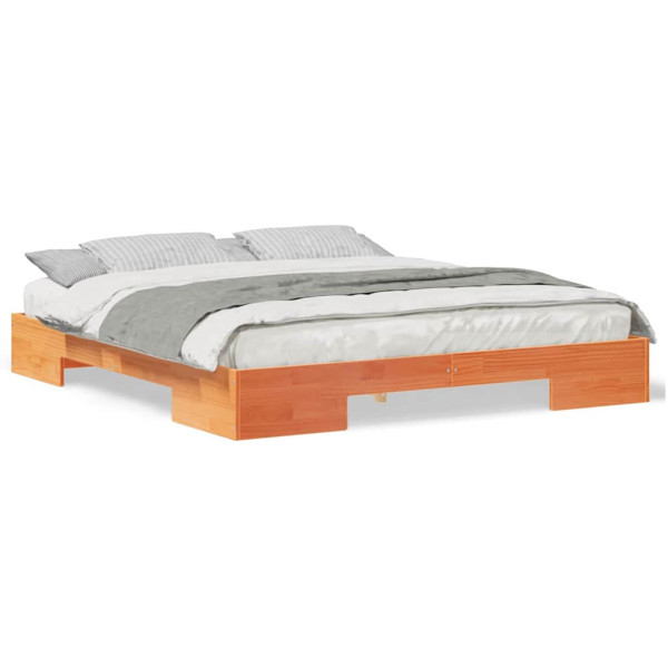 Estrutura de cama de chão Castanho 200 x 200 cm M 4