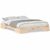 Estructura de cama Marrón 160 x 200 cm Madera maciza de pino 4