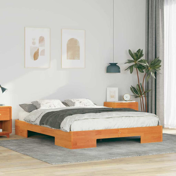 Estructura de cama Marrón 160 x 200 cm Madera maciza de pino D