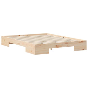 Estructura de cama Marrón 140 x 200 cm Madera maciza de pino H